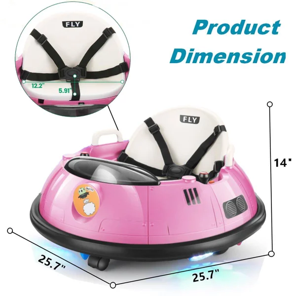 12 Volt Baby Bumper Car Battery Powered Ride-on Toy with Remote Control - Image 3