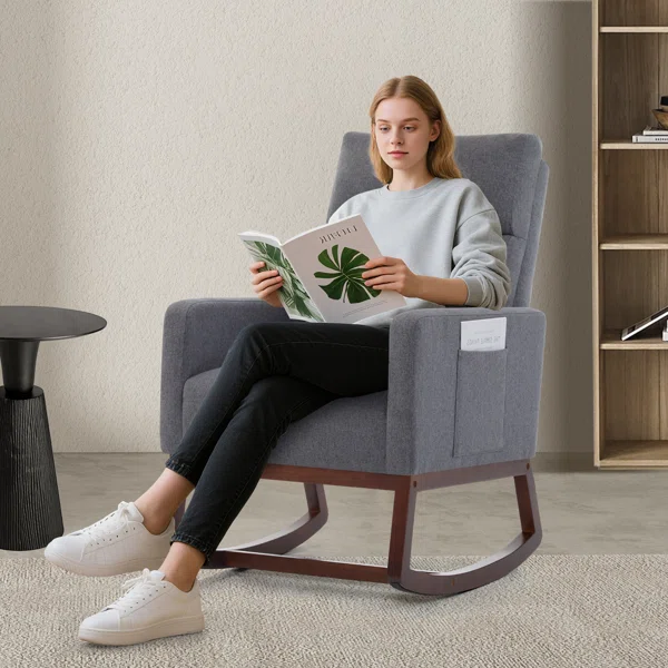 Mid-Century Modern Nursery Glider Rocker Chair with Upholstered Comfort, Accent Recliner for Baby Room, Living Room & Bedroom - Image 2
