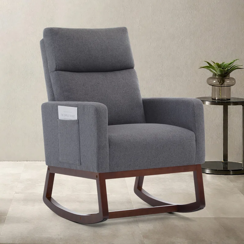 Mid-Century Modern Nursery Glider Rocker Chair with Upholstered Comfort, Accent Recliner for Baby Room, Living Room & Bedroom
